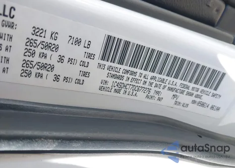 2013 Dodge Durango R/T z USA, uszkodzony, nr VIN 1C4SDHCT7DC677276